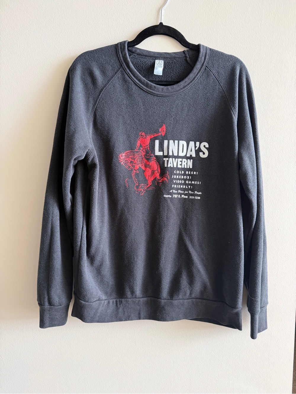 Alternative Black Crewneck Sweatshirt Linda’s Tavern Seattle L
